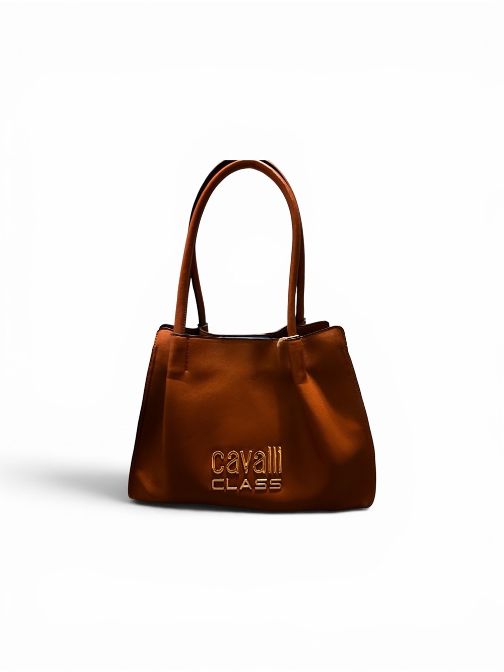 Cavalli Class Tan Leather Shoulder Tote